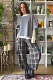 Patrick Plaid Brushed Cotton 7/8 Barrel Pant Grey